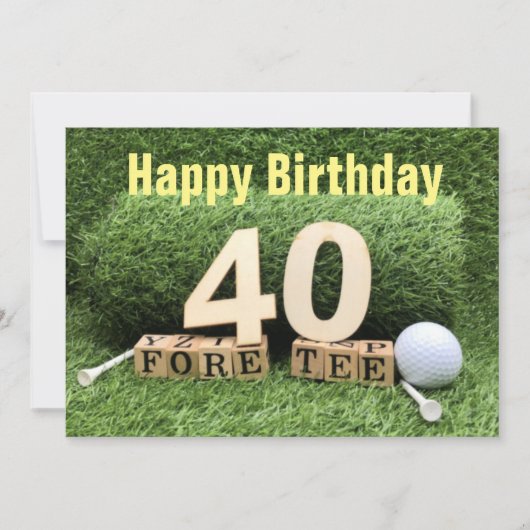 Carte Golf 40e anniversaire avec numéro et balle de golf (Devant)