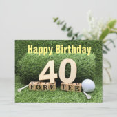 Carte Golf 40e anniversaire avec numéro et balle de golf (Debout devant)
