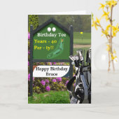 Carte Golf 40th Birthday Card - 'Birthday Tee' (Fleur jaune)
