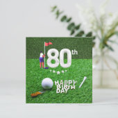 Carte Golf 80e anniversaire avec balle de golf pour golf (Debout devant)