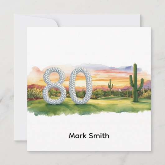 Carte Golf 80th Birthday with golf ball for golfer (Devant)