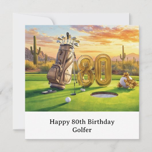 Carte Golf 80th Birthday with golf ball for golfer Card (Devant)