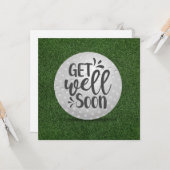 Carte Golf Allez-vous bien bientôt avec balle de golf su (Devant/Arrière en situation)