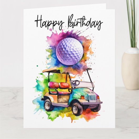 Carte Golf Anniversaire avec voiturette (Devant)