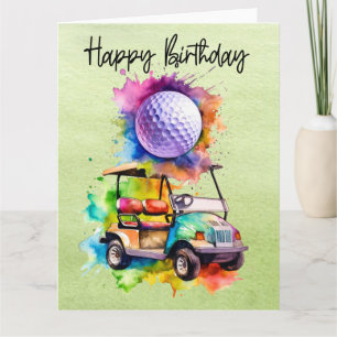 Carte Golf Anniversaire avec voiturette