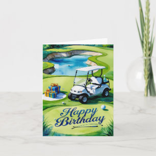 Carte Golf Anniversaire avec voiturette de golf