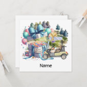 Carte Golf Anniversaire avec voiturette de golf (Devant/Arrière en situation)