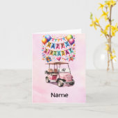 Carte Golf Anniversaire avec voiturette de golf (Fleur jaune)