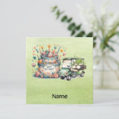 Carte Golf Anniversaire avec voiturette de golf (Debout devant)