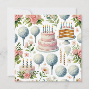 Carte Golf Anniversaire thème pour Lady Girl Pink Lover