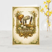 Carte Golf Antique Anniversaire Doré (Fleur jaune)