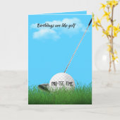 Carte Golf Ball and Club d'anniversaire (Fleur jaune)