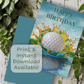 Carte Golf Ball Hitting Water Joueurs de golf Anniversai