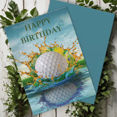 Carte Golf Ball Hitting Water Joueurs de golf Anniversai