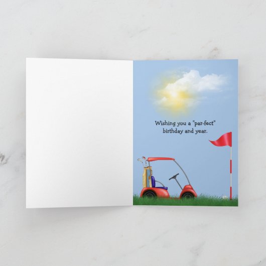 Carte Golf Ball On Tee avec nom (Intérieur)