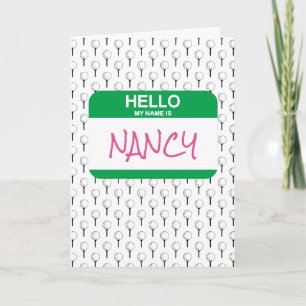 Carte Golf Balls Tee - shirt Nametag NOM Modern Golfing