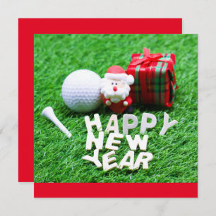 Carte Golf Bonne année avec le Père Noël pour Golfer
