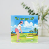 Carte Golf "Bonne chance sur le terrain, Lady Golfer!" (Debout devant)