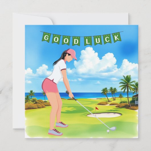 Carte Golf "Bonne chance sur le terrain, Lady Golfer!" (Devant)