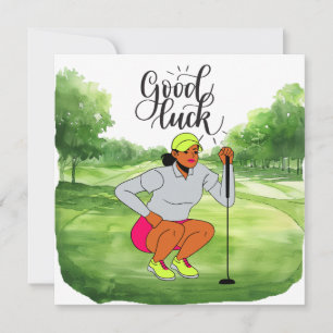 Carte Golf "Bonne chance sur le terrain, Lady Golfer!"