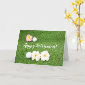 Carte Golf Bonne retraite avec balle de golf et fleurs (Fleur jaune)