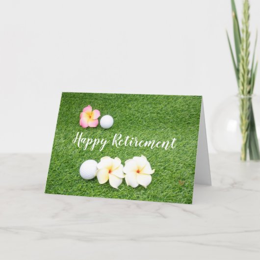 Carte Golf Bonne retraite avec balle de golf et fleurs (Devant)