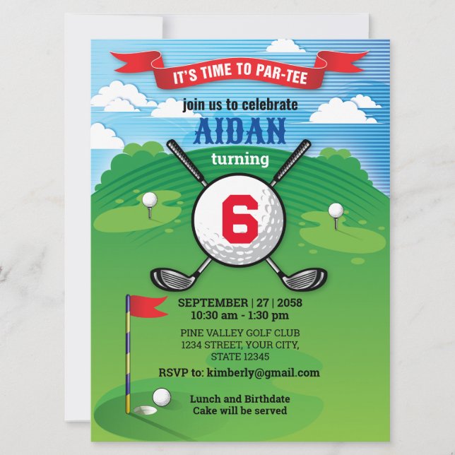 Carte Golf Boy Anniversaire Par Tee Design (Devant)