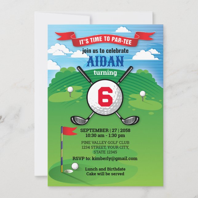 Carte Golf Boy Anniversaire Par Tee Design (Devant)