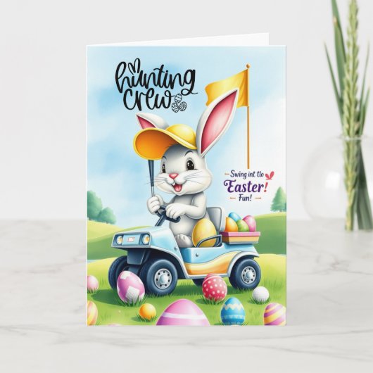 Carte Golf Bunny Ribbit Golfer pour Pâques (Devant)