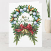 Carte Golf Christmas Wreath for Golfer with golf ball (Devant)