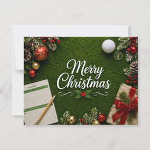 Carte Golf de Noël sur green de putting