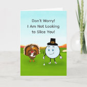 Carte Golf de Thanksgiving avec dinde et balle de golf (Devant)
