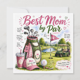 Carte Golf du thème de la fête des Mères pour golfeur
