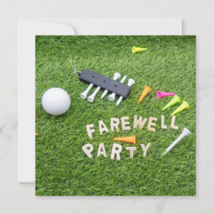 Carte Golf Farewell Party avec balle de golf sur l'herbe