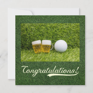 Carte Golf Félicitations avec bière sur green