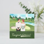 Carte Golf Félicitations pour la mariée et le marié golf (Debout devant)