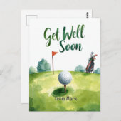 Carte Golf Get Well Soon - Watercolor Golf Course (Devant / Derrière)