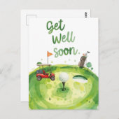 Carte Golf Get Well Soon - Watercolor Golf Course (Devant / Derrière)
