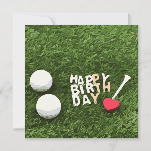 Carte Golf heureux anniversaire avec balle de golf et te (Devant)