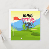Carte Golf Joyeux anniversaire à vous golfer (Devant/Arrière en situation)