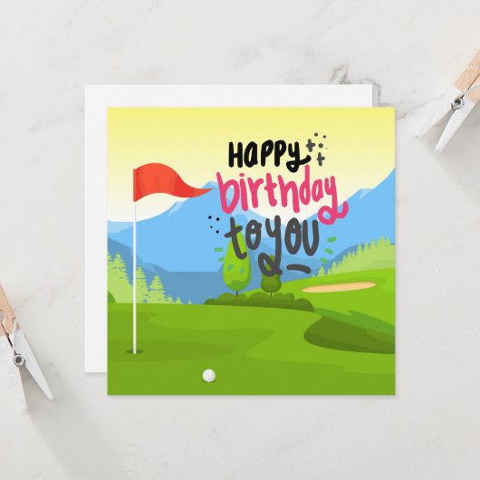 Carte Golf Joyeux anniversaire à vous golfer (Devant/Arrière en situation)