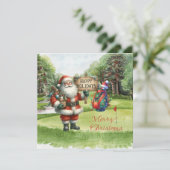 Carte Golf Joyeux Noël avec le Père Noël (Debout devant)
