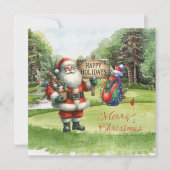 Carte Golf Joyeux Noël avec le Père Noël (Devant)