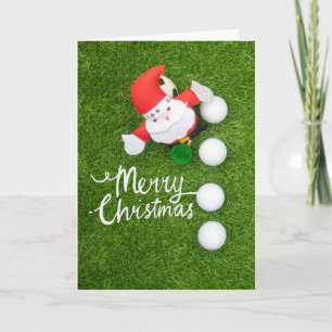 Carte Golf Joyeux Noël avec le Père Noël en vert   