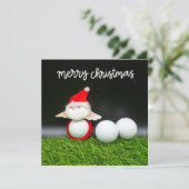 Carte Golf Joyeux Noël avec le Père Noël pour golfeurs (Debout devant)