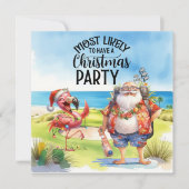 Carte Golf Joyeux Noël avec Père Noël et flamants (Devant)