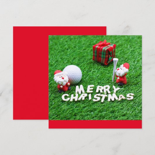 Carte Golf Joyeux Noël avec Père Noël jouant au golf (Devant / Derrière)
