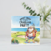 Carte Golf Joyeux Noël avec Père Noël jouant au golf (Debout devant)