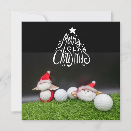 Carte Golf Joyeux Noël avec Père Noël jouant au golf (Devant)