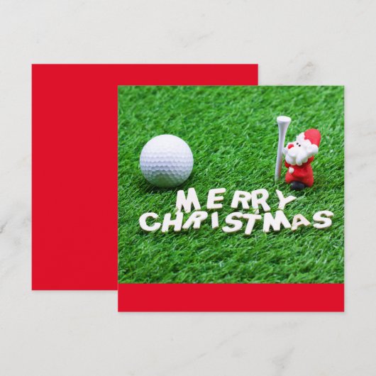 Carte Golf Joyeux Noël avec Père Noël jouant au golf (Devant / Derrière)
